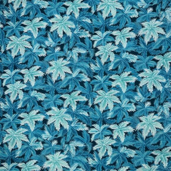 Blue & Teal Palm Fronds Fabric by The Kesslers for Andover Fabrics - 1/2 Yard - Picture 1 of 7